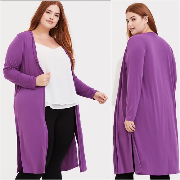 torrid Sweaters - Torrid PURPLE STUDIO KNIT LONGLINE CARDIGAN 1X NWT